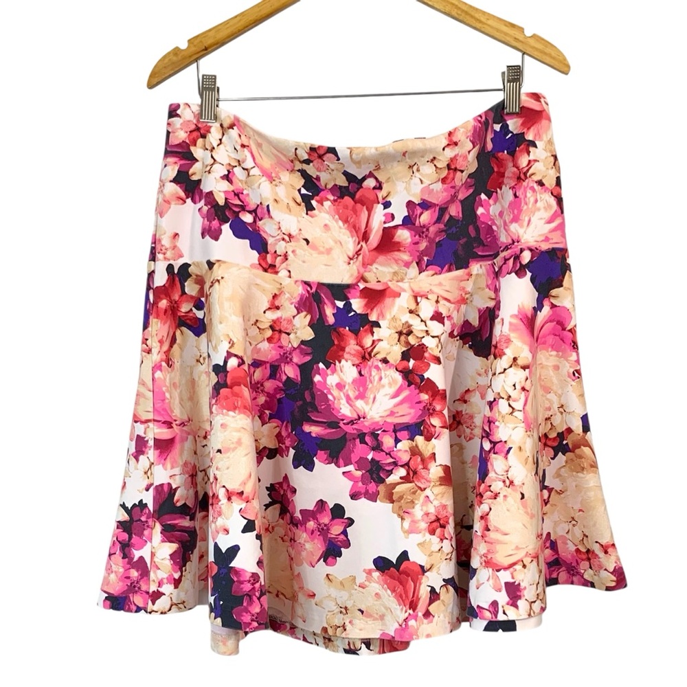 LANE BRYANT Watercolor Floral Circle Midi Skirt Sz 16